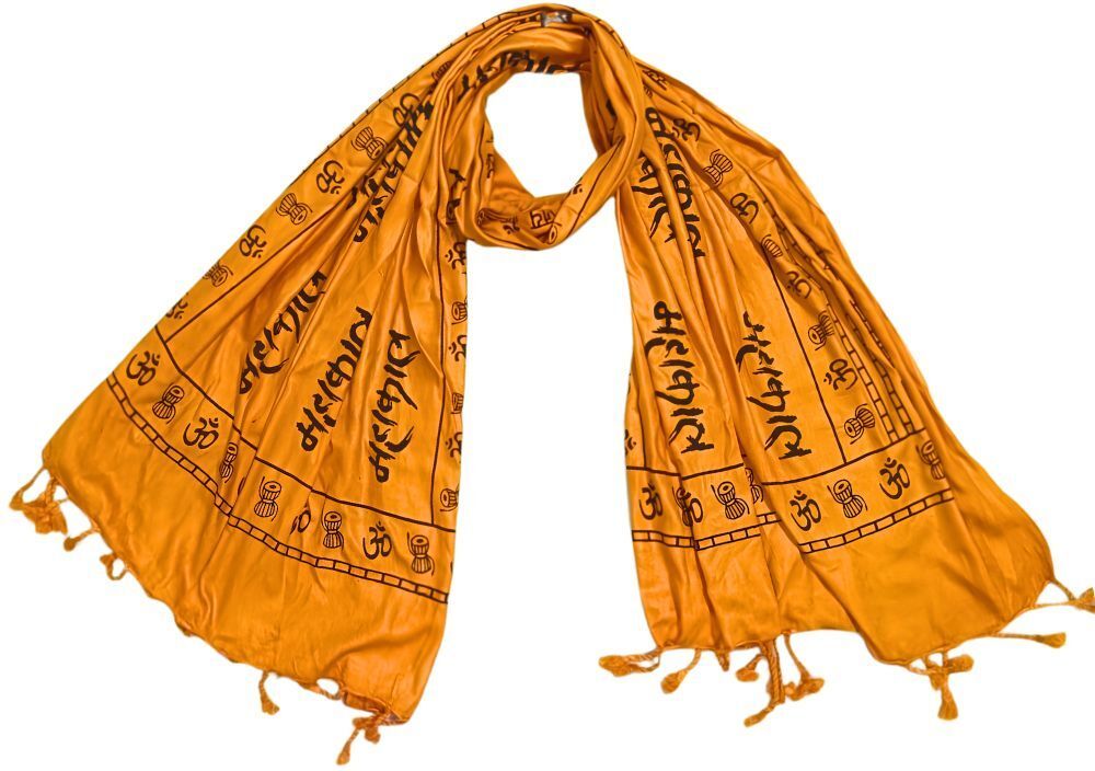 fabricium Printed Rayon Men Orange Scarf-picture-13