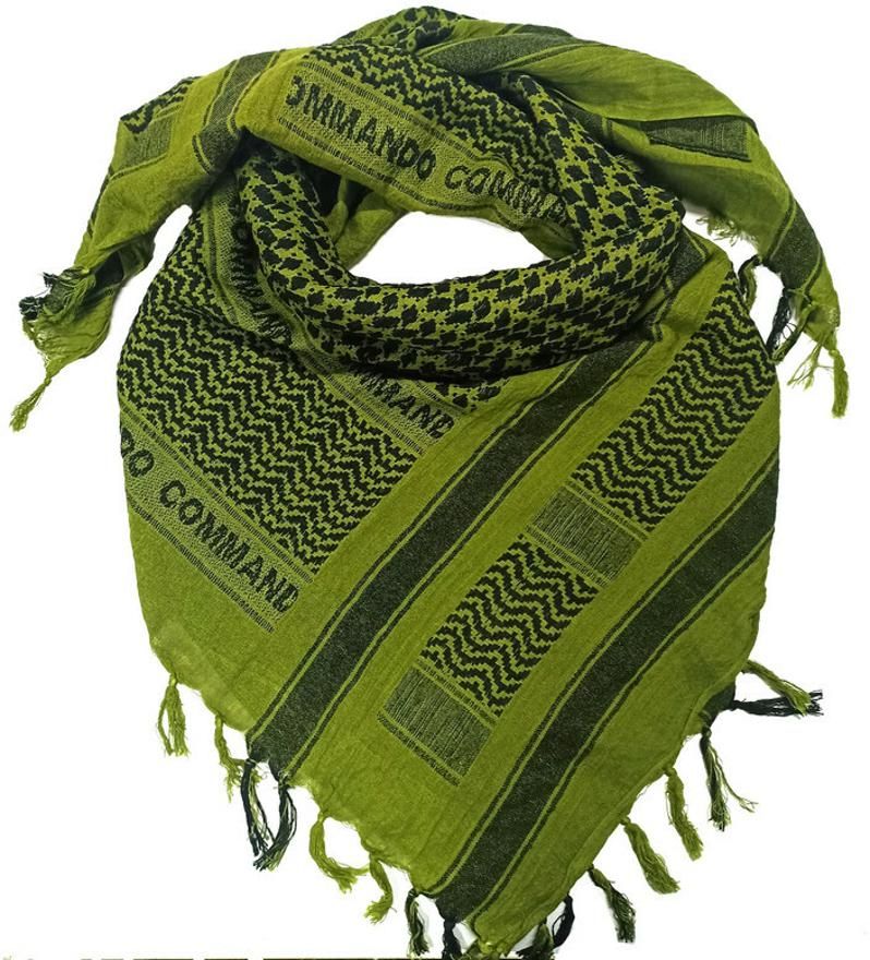 Woven Cotton Blend Men Green Scarf