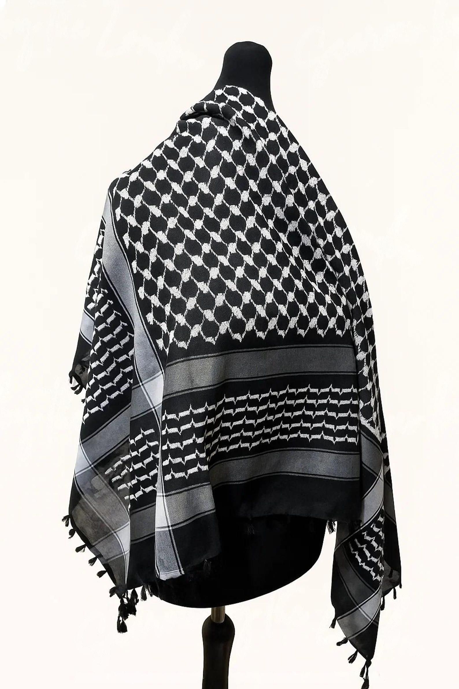Checkered Cotton Blend Men Black, White Fancy Scarf, Scarf, Bluetooth Scarf, Stole