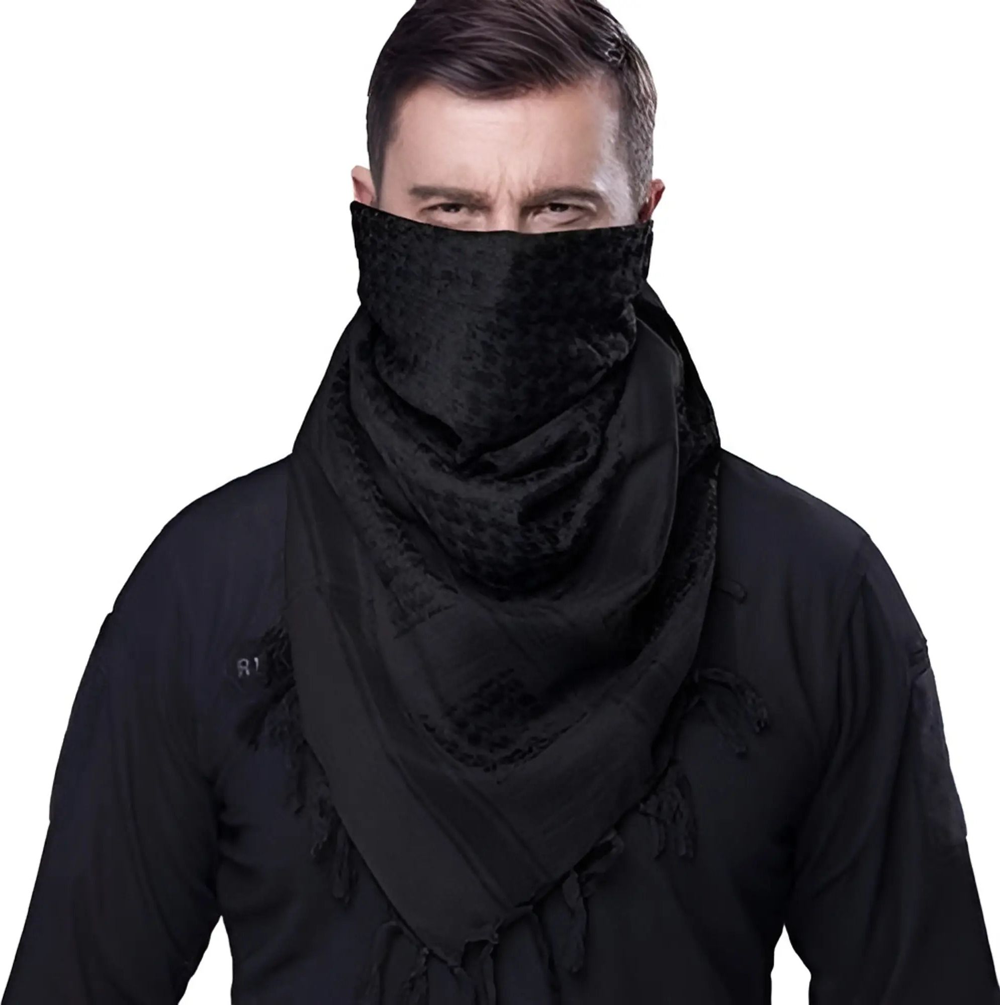 Printed Cotton Blend Men Black Fancy Scarf, Scarf, Bluetooth Scarf, Stole