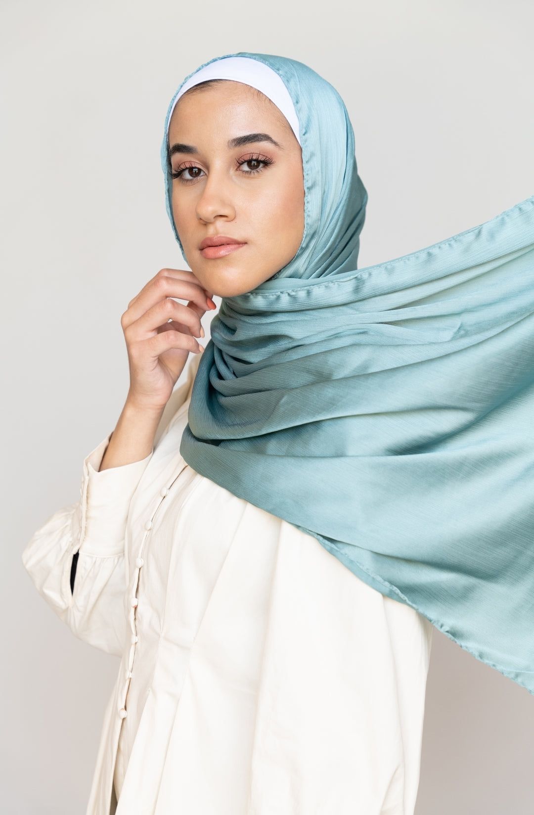 ayezahijab Solid Satin Blend Women Blue Faux Turtleneck Neck Cover, Scarf, Bluetooth Scarf, Fancy Scarf, Stole-picture-16