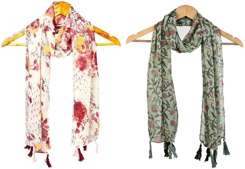 Printed Chiffon Women Multicolor Scarf, Stole, Fancy Scarf-image-14