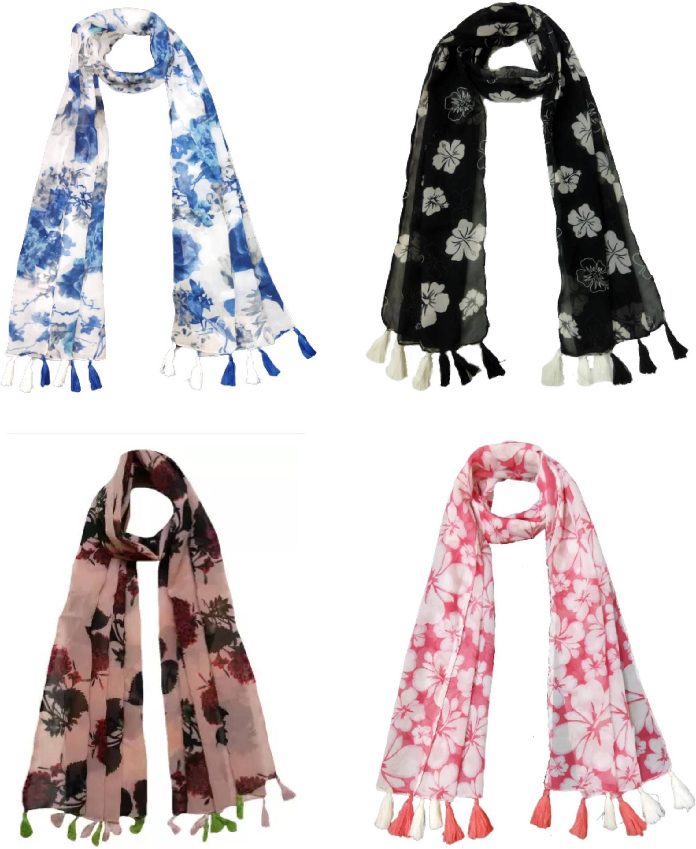 xmsfashion Printed Chiffon Women Multicolor Scarf, Stole, Fancy Scarf-picture-27