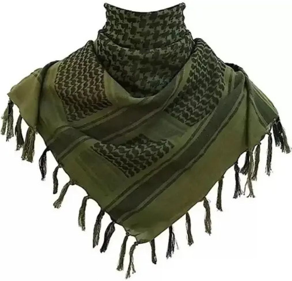 Printed Cotton Blend Men Green Scarf