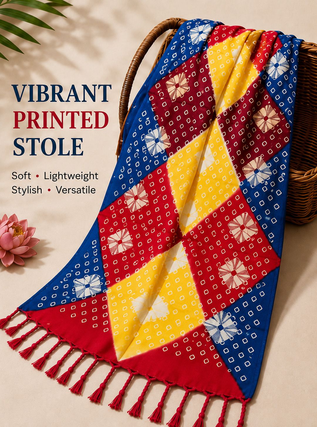 ub store Floral Print, Geometric Print Rayon Women Multicolor Fancy Scarf, Scarf, Stole-picture-34