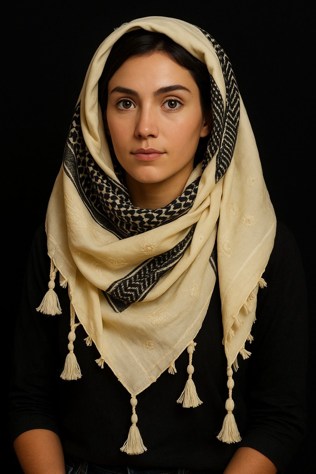 bakkah Striped Cotton Blend Men White, Black Scarf-picture-40