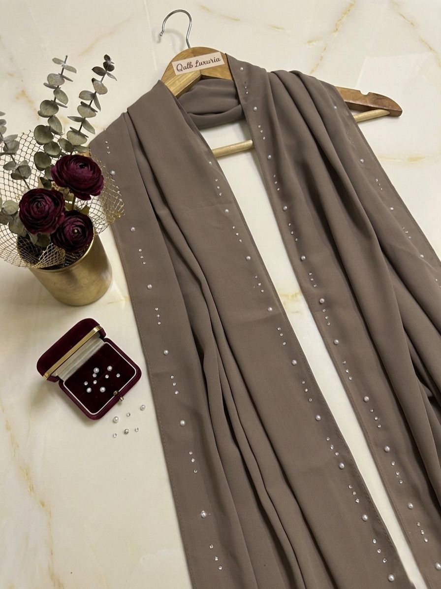 Georgette Embellished Brown Women Dupatta-image-49