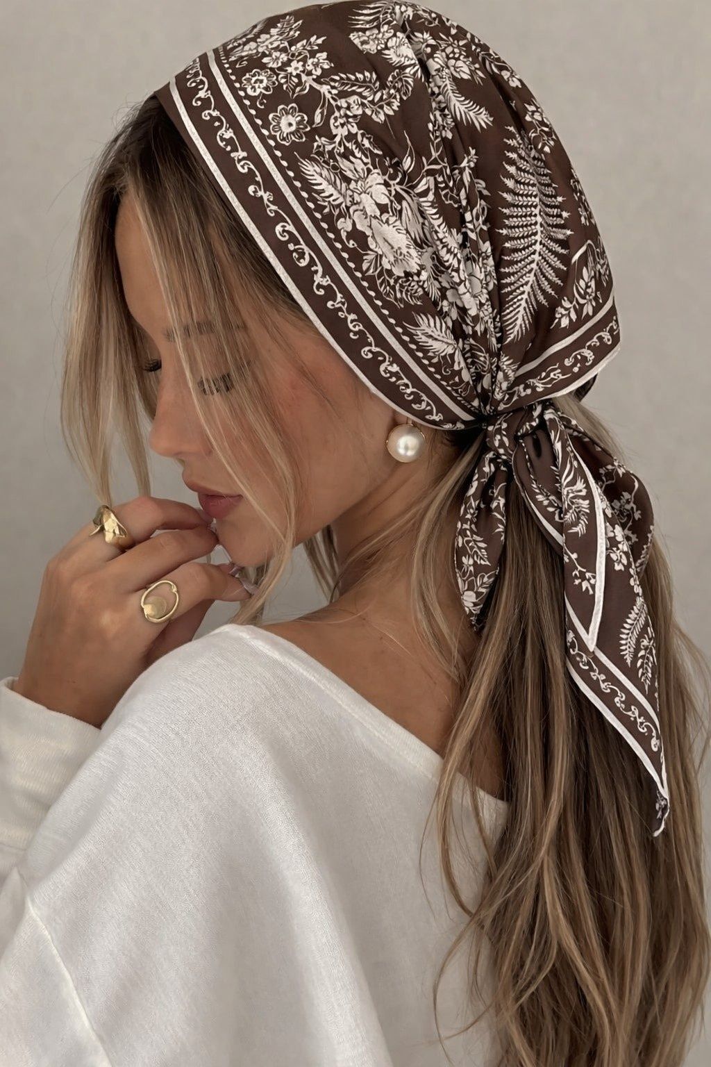 Printed Viscose Women Brown Fancy Scarf-image-9