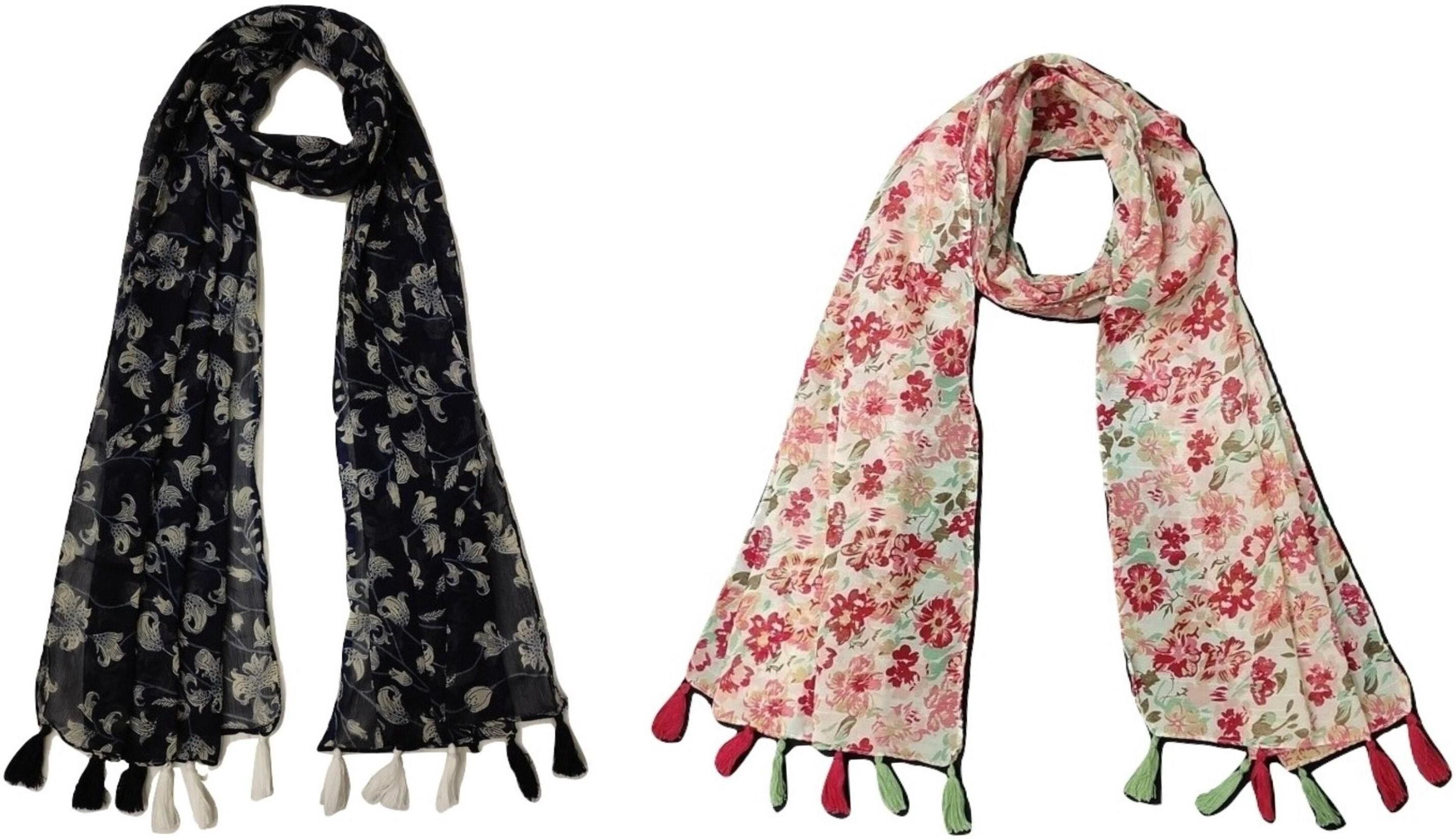 Printed Chiffon Women Multicolor Scarf, Fancy Scarf, Stole-image-41