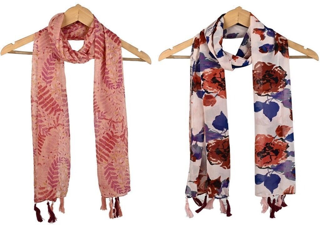 mss Printed Chiffon Women Multicolor Scarf, Stole, Fancy Scarf-picture-12