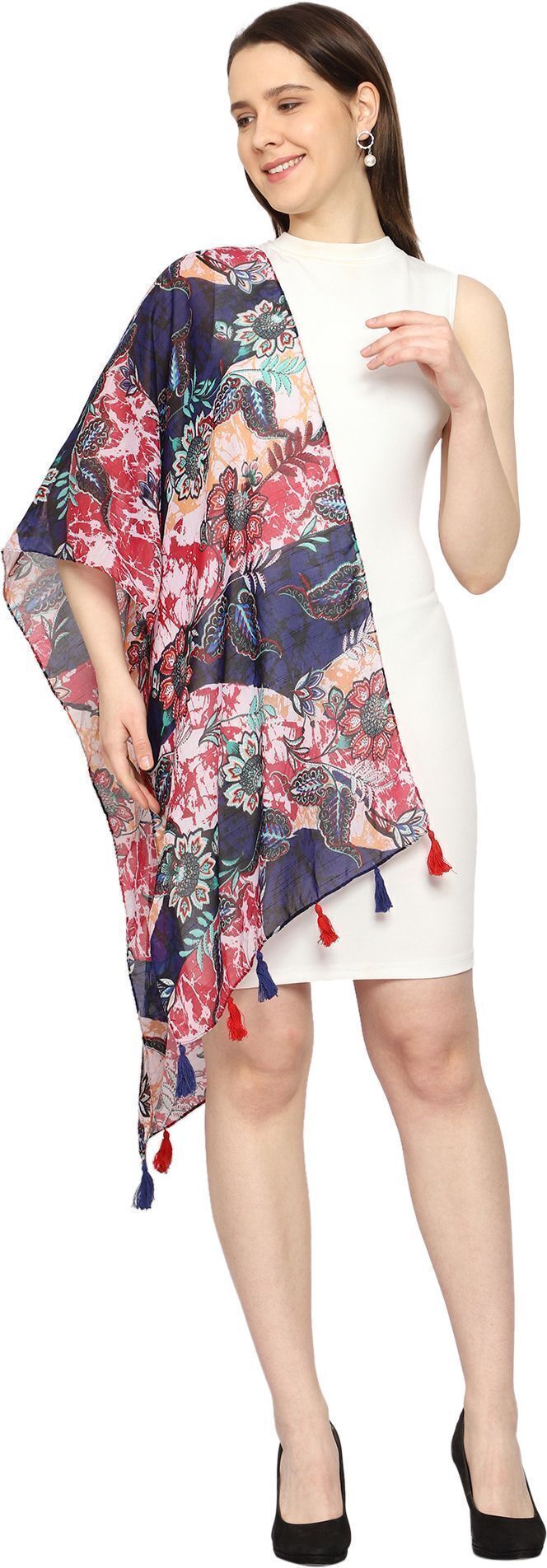 Printed Chiffon Women Multicolor Scarf, Stole, Fancy Scarf-image-45