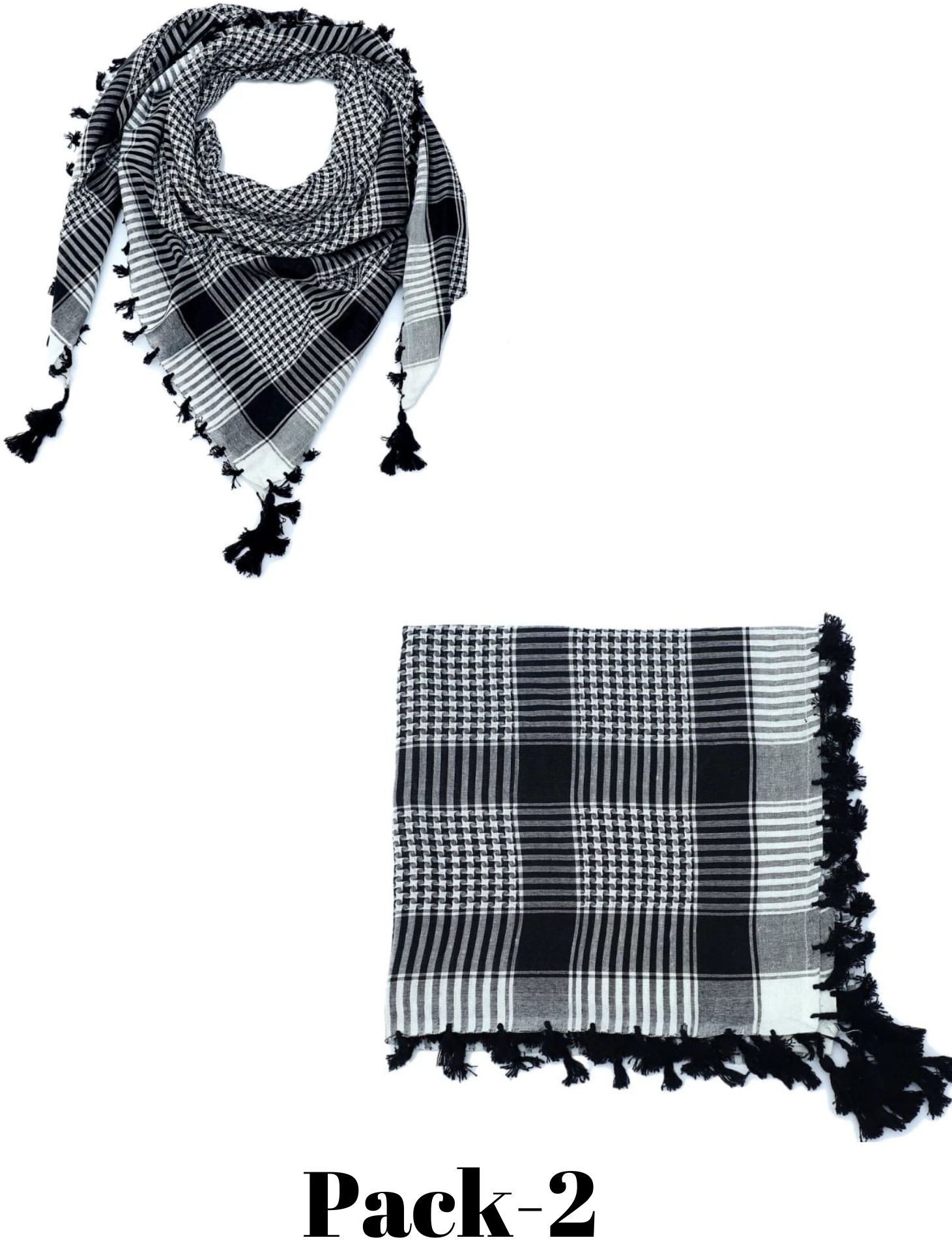 assam tradition Checkered Polycotton Men Black, White Scarf-picture-35