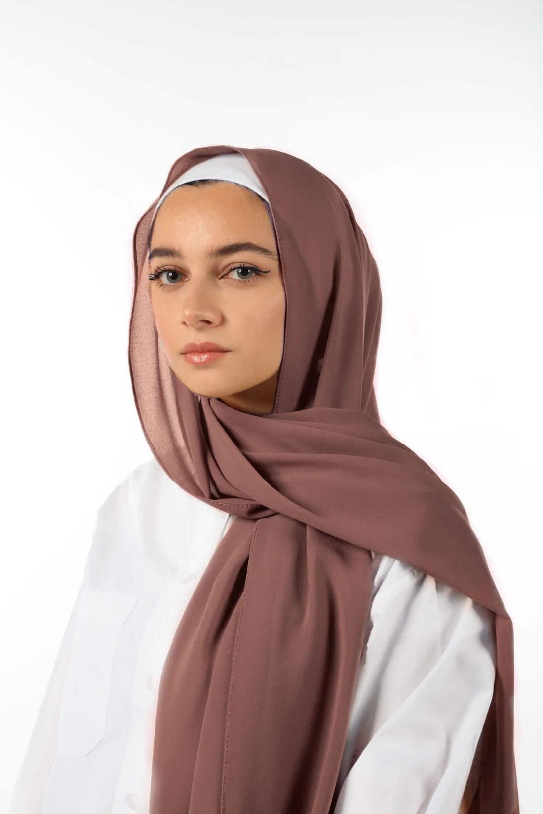 urshia Solid Georgette Women Brown Scarf-picture-24