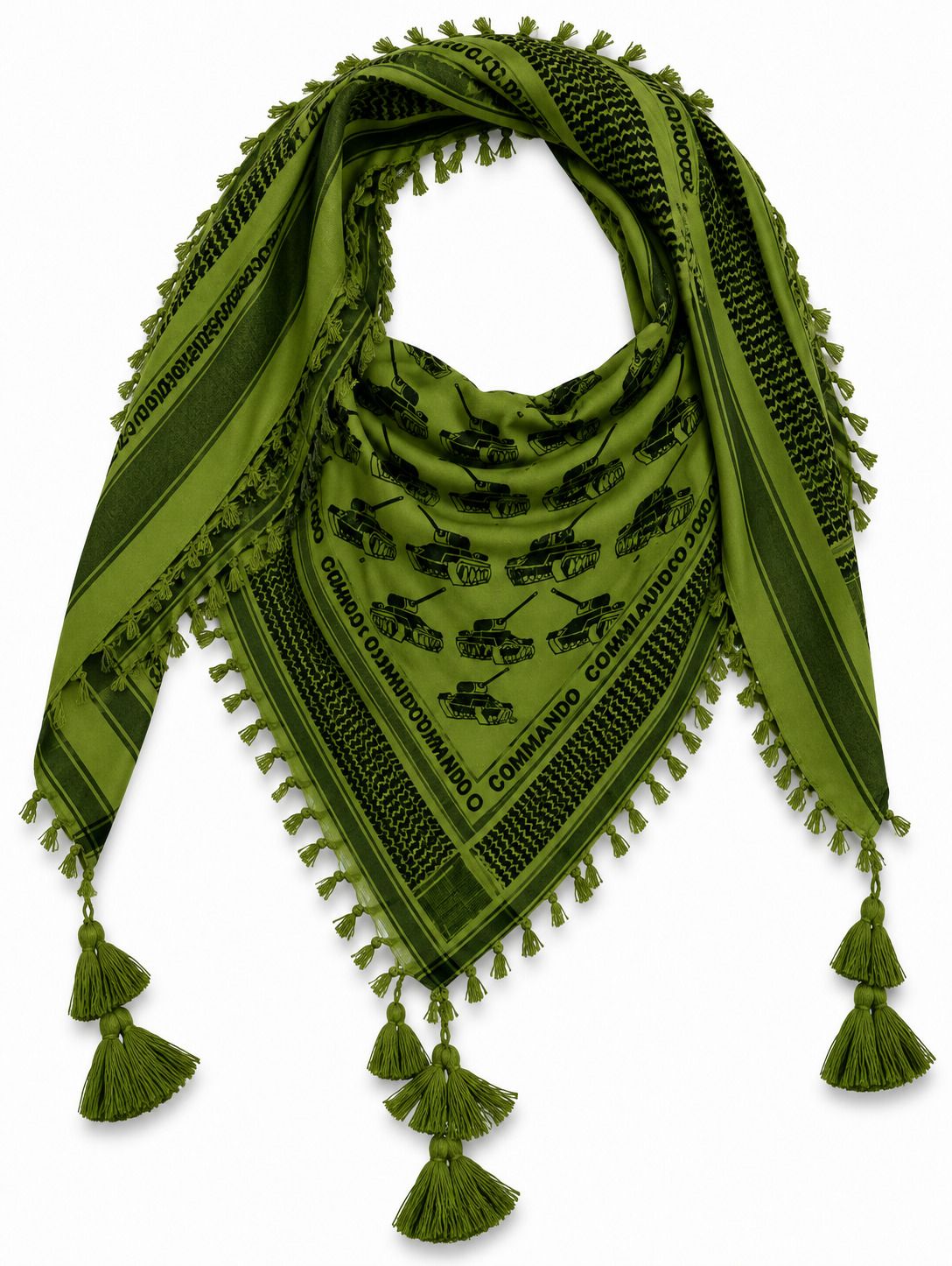 Embroidered Pure Cotton Men Black, Green Scarf-image-11