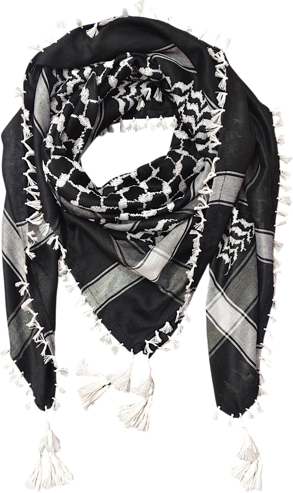 bakkah Woven Cotton Blend Men Black, White Scarf, Fancy Scarf-picture-43