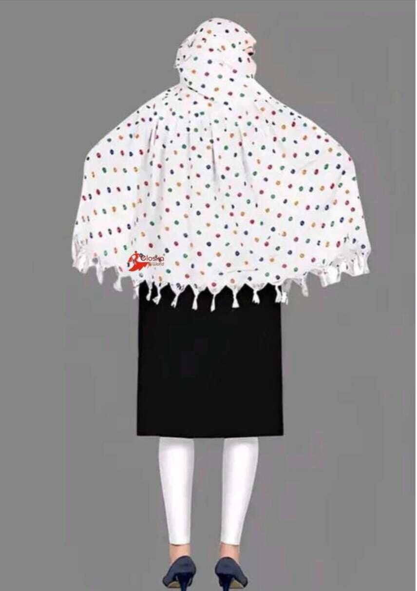 Printed Pure Cotton Women White Fancy Scarf, Scarf, Stole, Faux Turtleneck Neck Cover-image-46