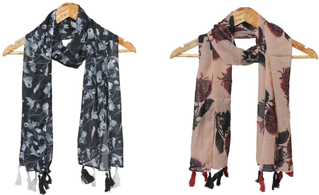 Printed Chiffon Women Multicolor Stole, Scarf, Fancy Scarf-image-33
