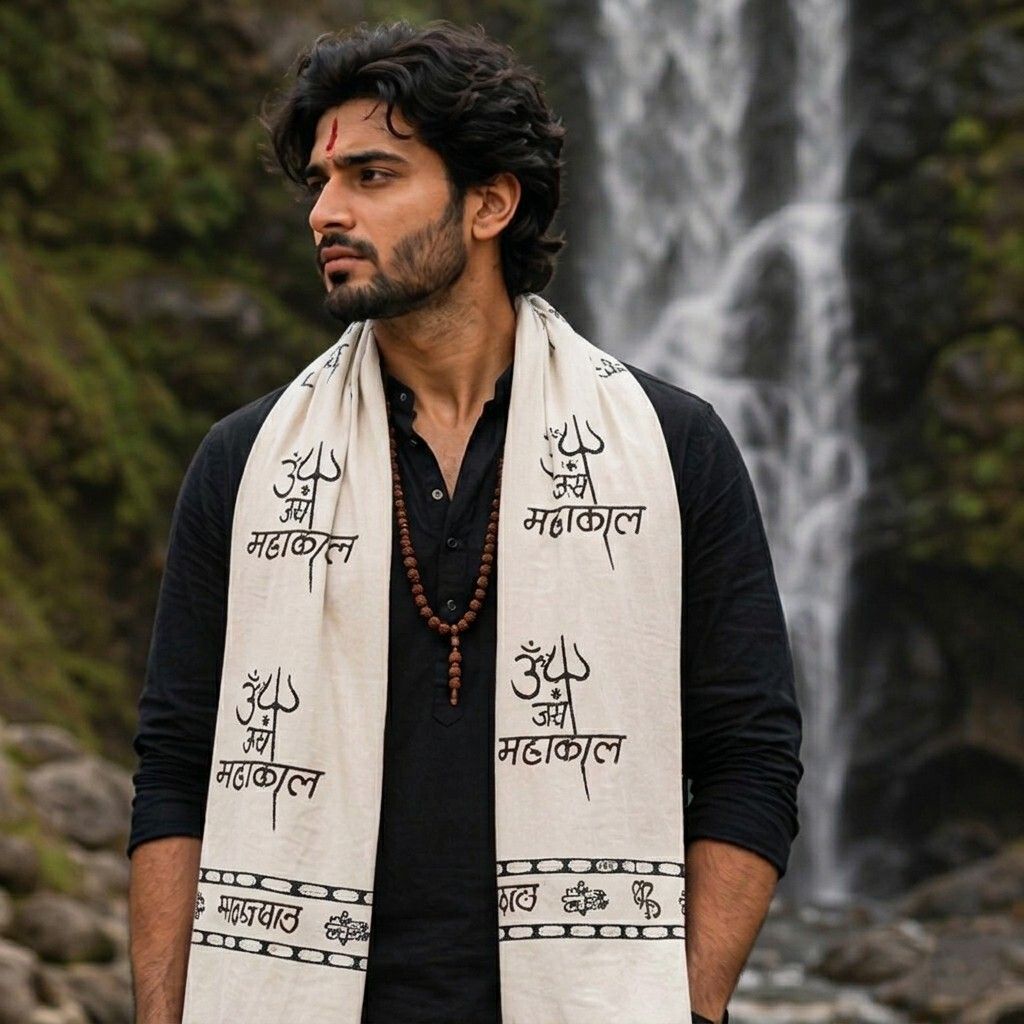 fabricium Printed, Self Design Pure Cotton Men White Scarf, Stole-picture-43