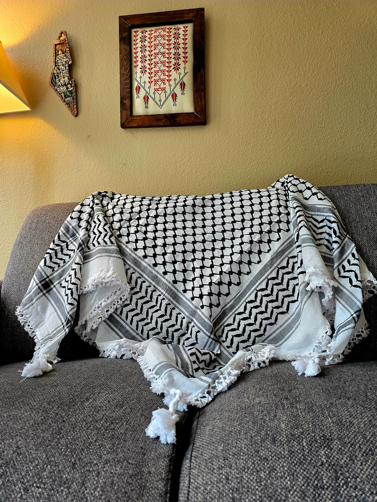 Checkered Cotton Blend Men Black, White Fancy Scarf, Scarf, Bluetooth Scarf, Stole