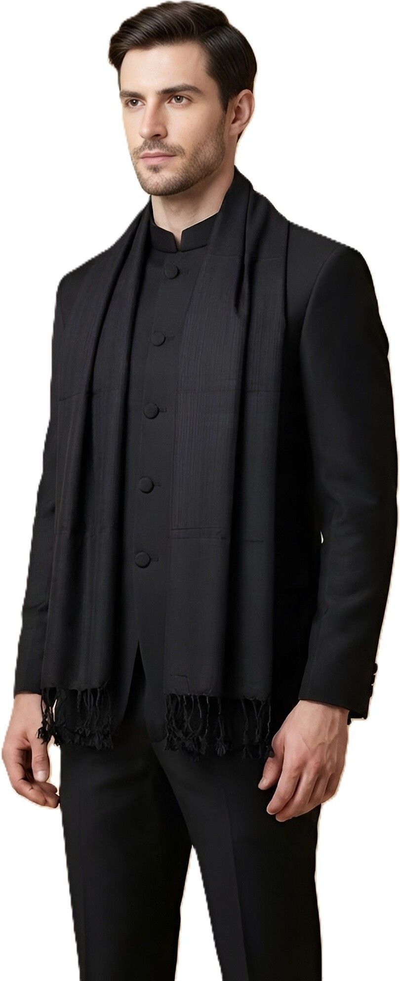 Woven Viscose Men Black Stole-image-34