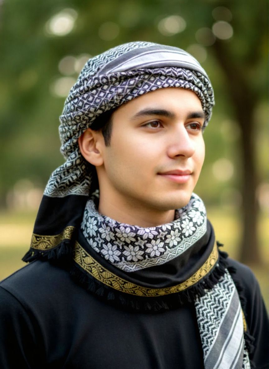 Checkered Cotton Blend Men Multicolor Fancy Scarf, Scarf, Bluetooth Scarf, Stole-image-24