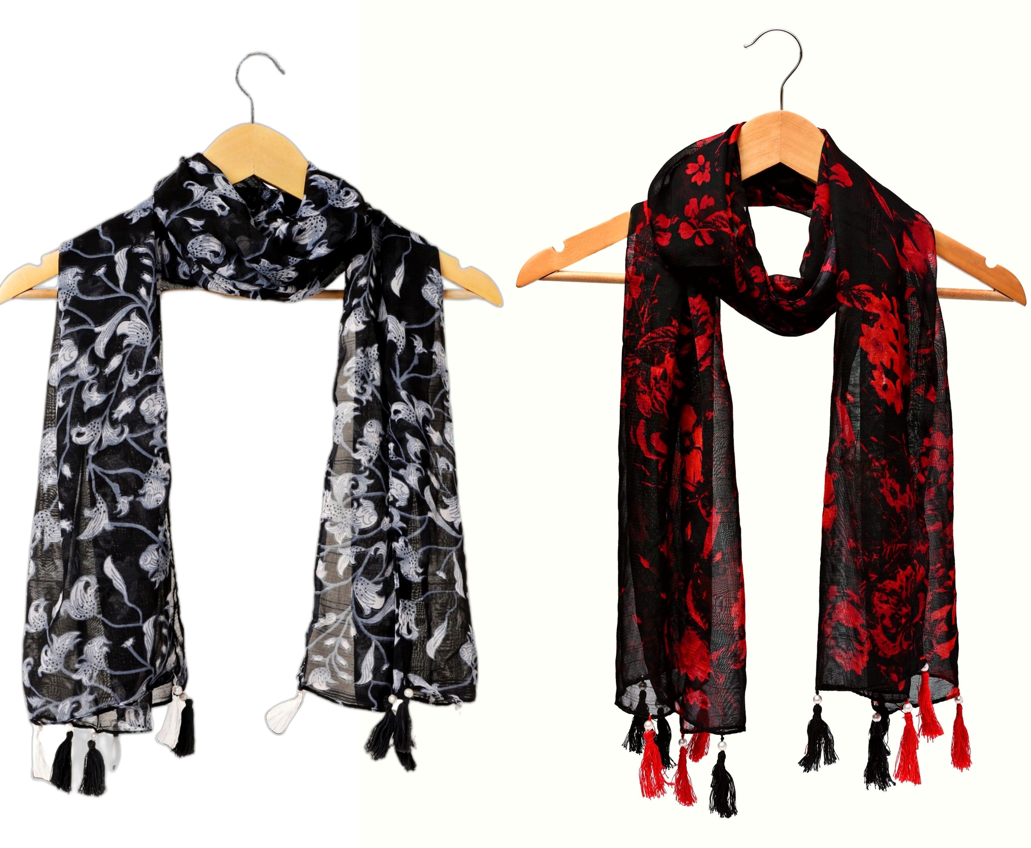 Floral Print Chiffon Women Multicolor Scarf, Fancy Scarf, Stole