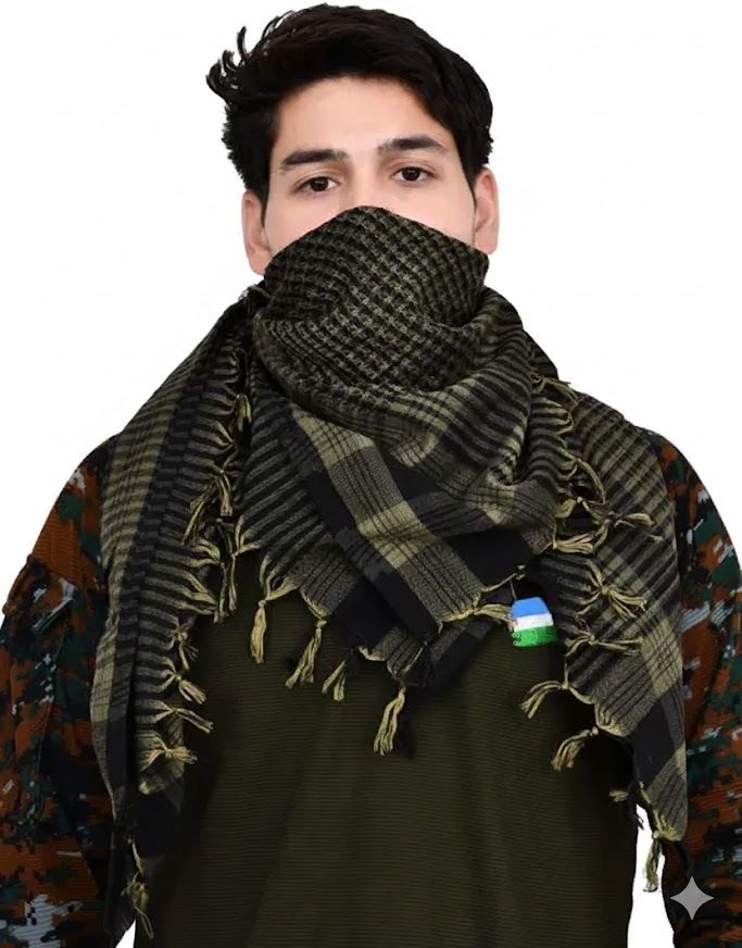 namal Printed Cotton Blend Men Dark Green, Black Fancy Scarf, Scarf, Bluetooth Scarf, Stole-picture-17