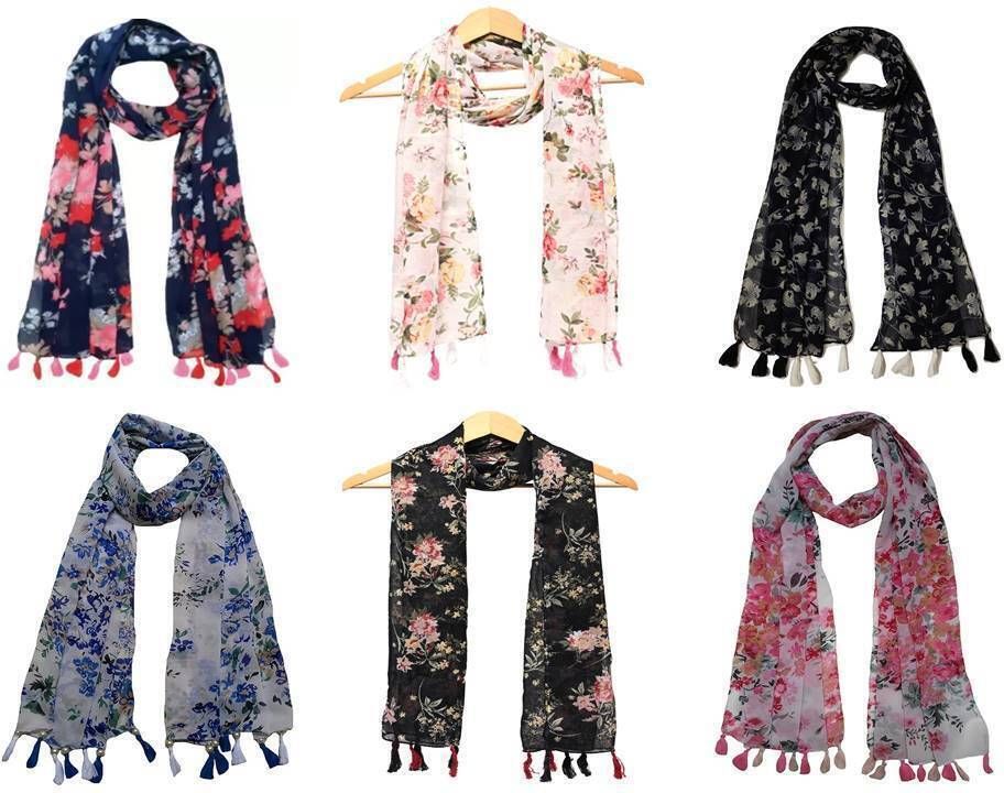 riddle needle Floral Print Chiffon Women Multicolor Scarf, Stole, Fancy Scarf-picture-25
