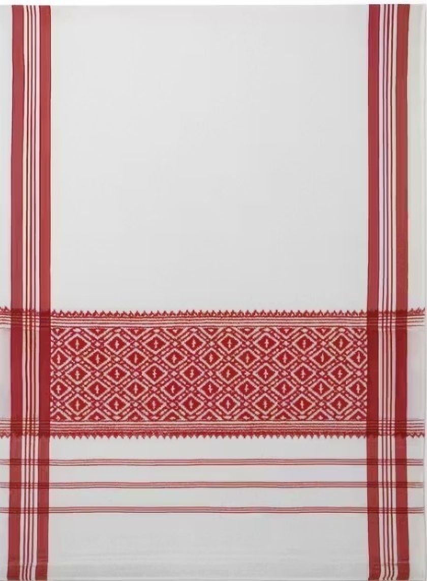 Striped Cotton Blend Men White Scarf-image-19