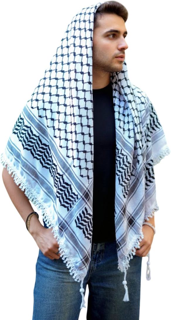Checkered Cotton Blend Men Black, White Fancy Scarf, Scarf, Bluetooth Scarf, Stole