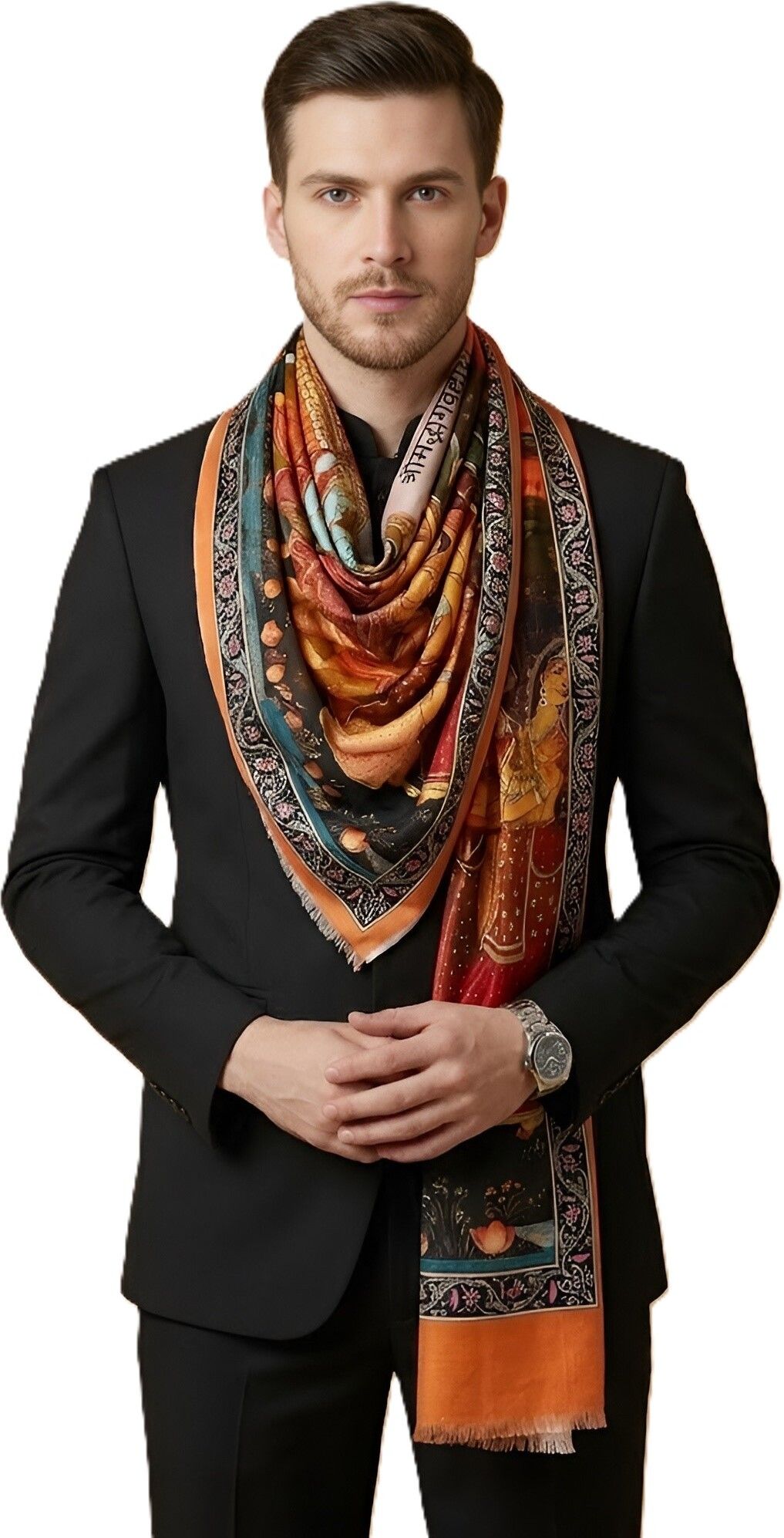 muffly Floral Print Poly Silk Men Multicolor Stole-picture-12