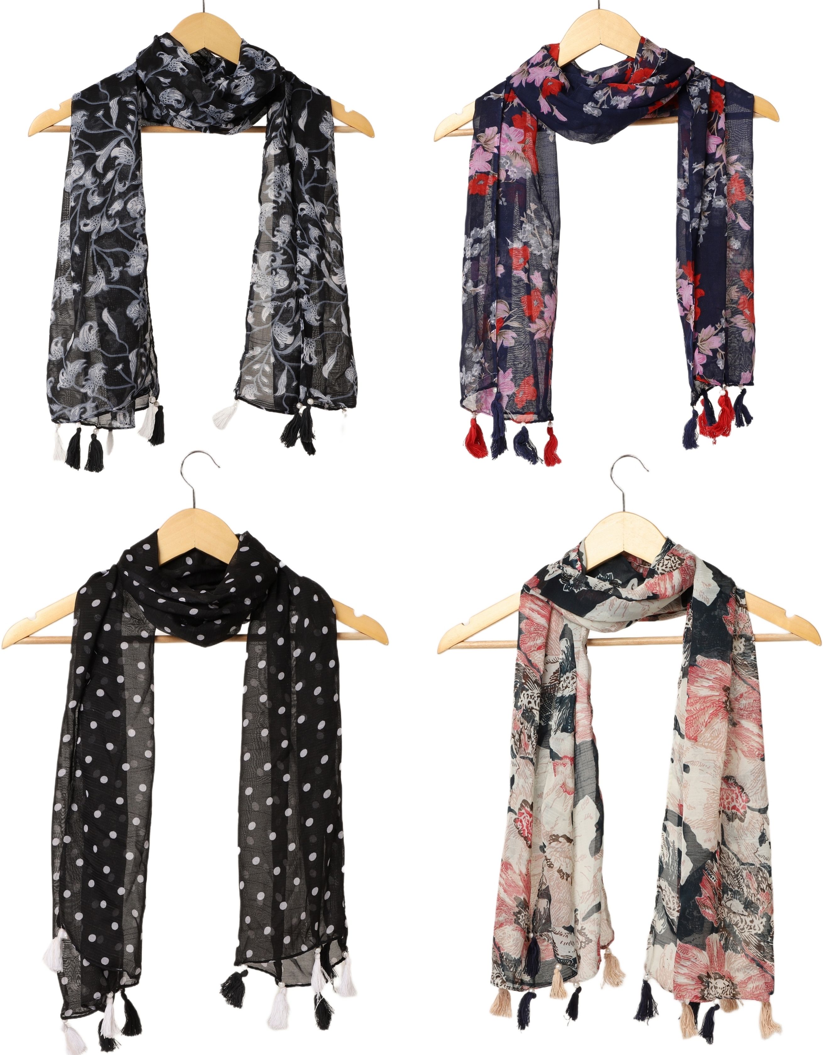 riddle needle Floral Print Chiffon Women Multicolor Scarf, Fancy Scarf, Stole-picture-25