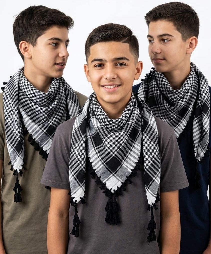 accessoryhub Checkered Cotton Blend Men Black, White Scarf-picture-11