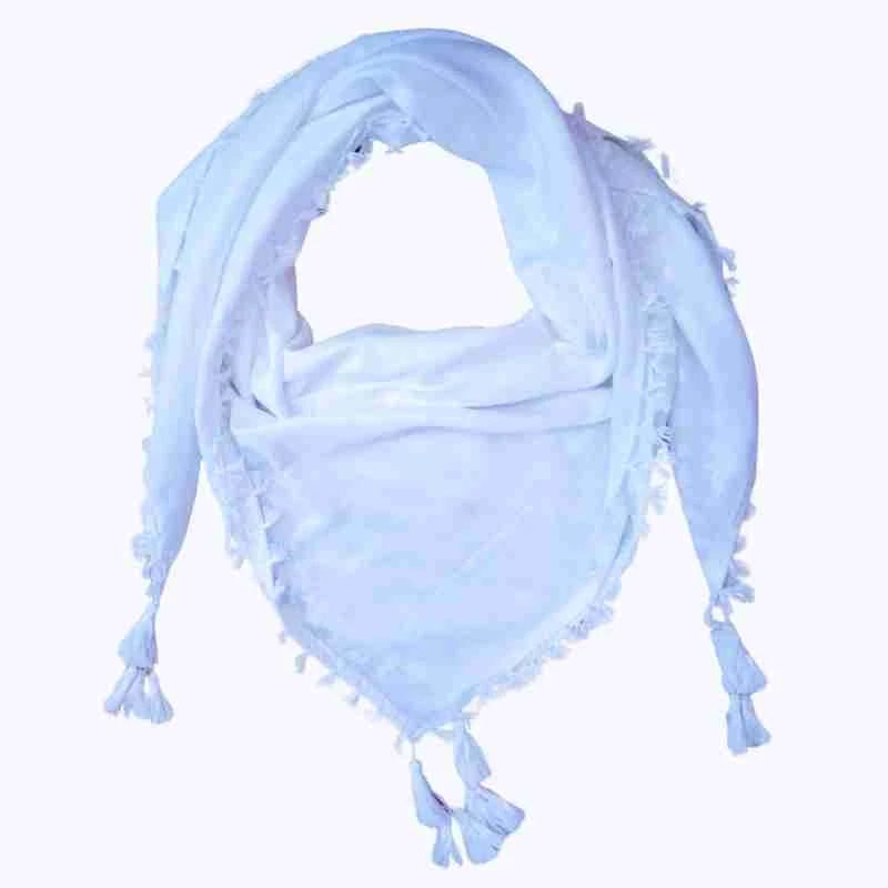 Solid, Self Design, Checkered Polycotton Men White Fancy Scarf, Scarf, Faux Turtleneck Neck Cover, Stole