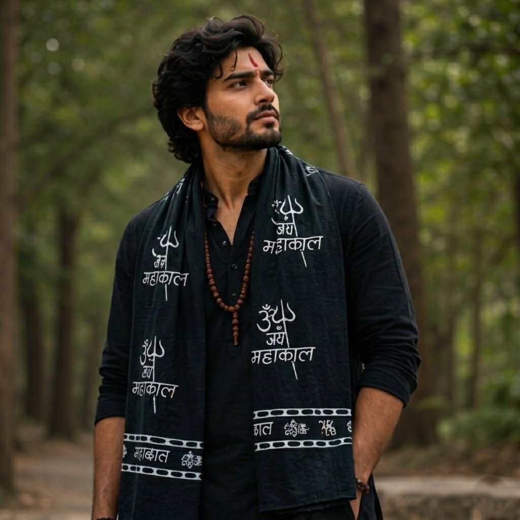 fabricium Printed, Self Design Pure Cotton Men Black Scarf, Stole-picture-28