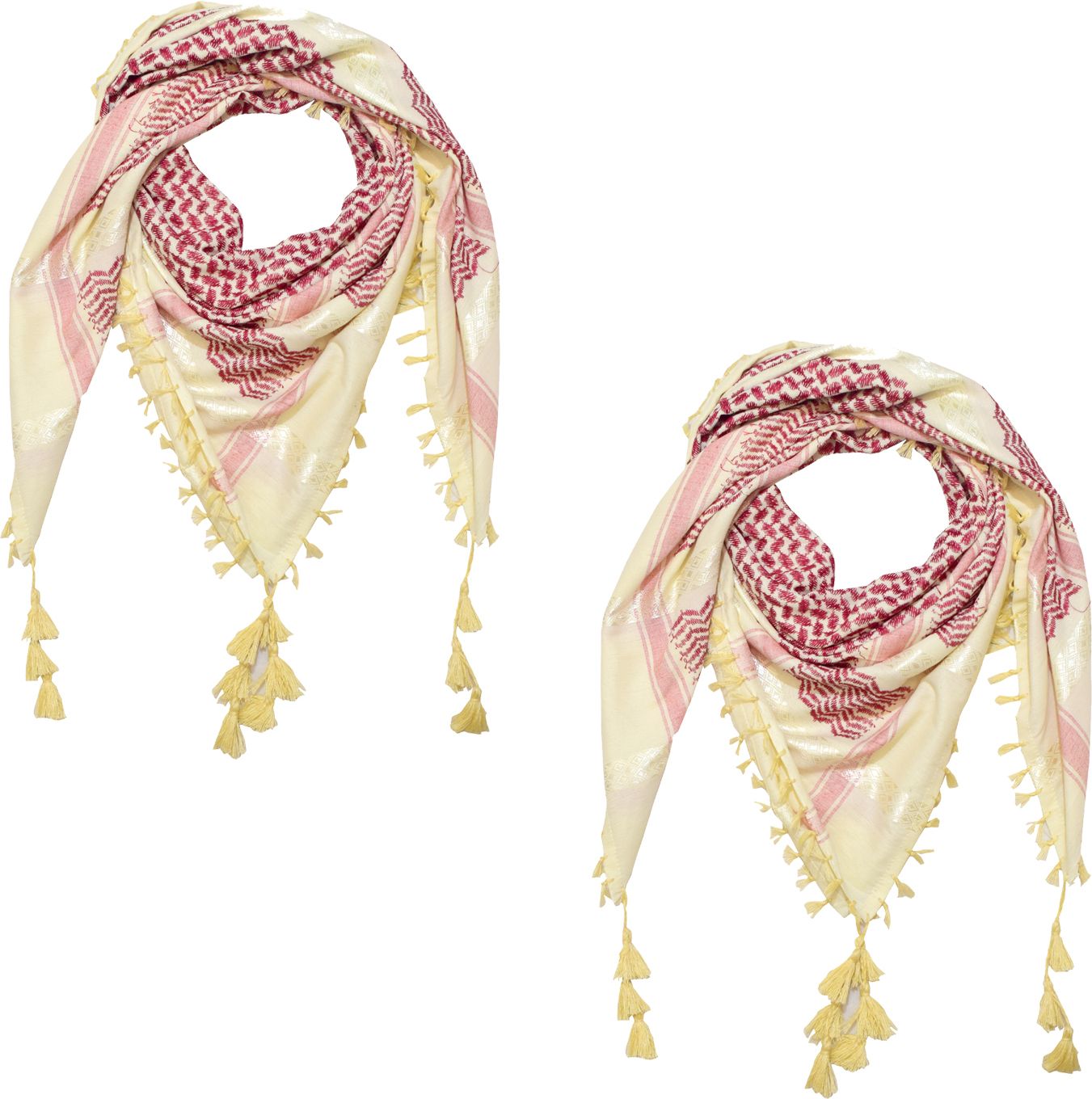 Embroidered Cotton Blend Men Maroon, White Scarf-image-14