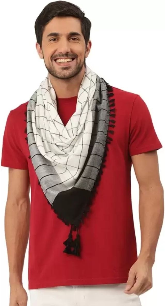 Self Design Cotton Blend Men Black, Maroon Fancy Scarf-image-38