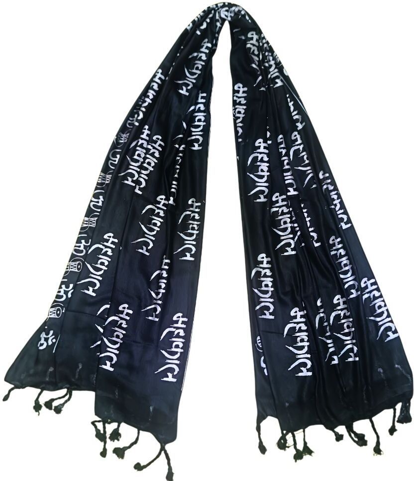 fabricium Printed, Self Design Rayon Men Black Scarf-picture-16