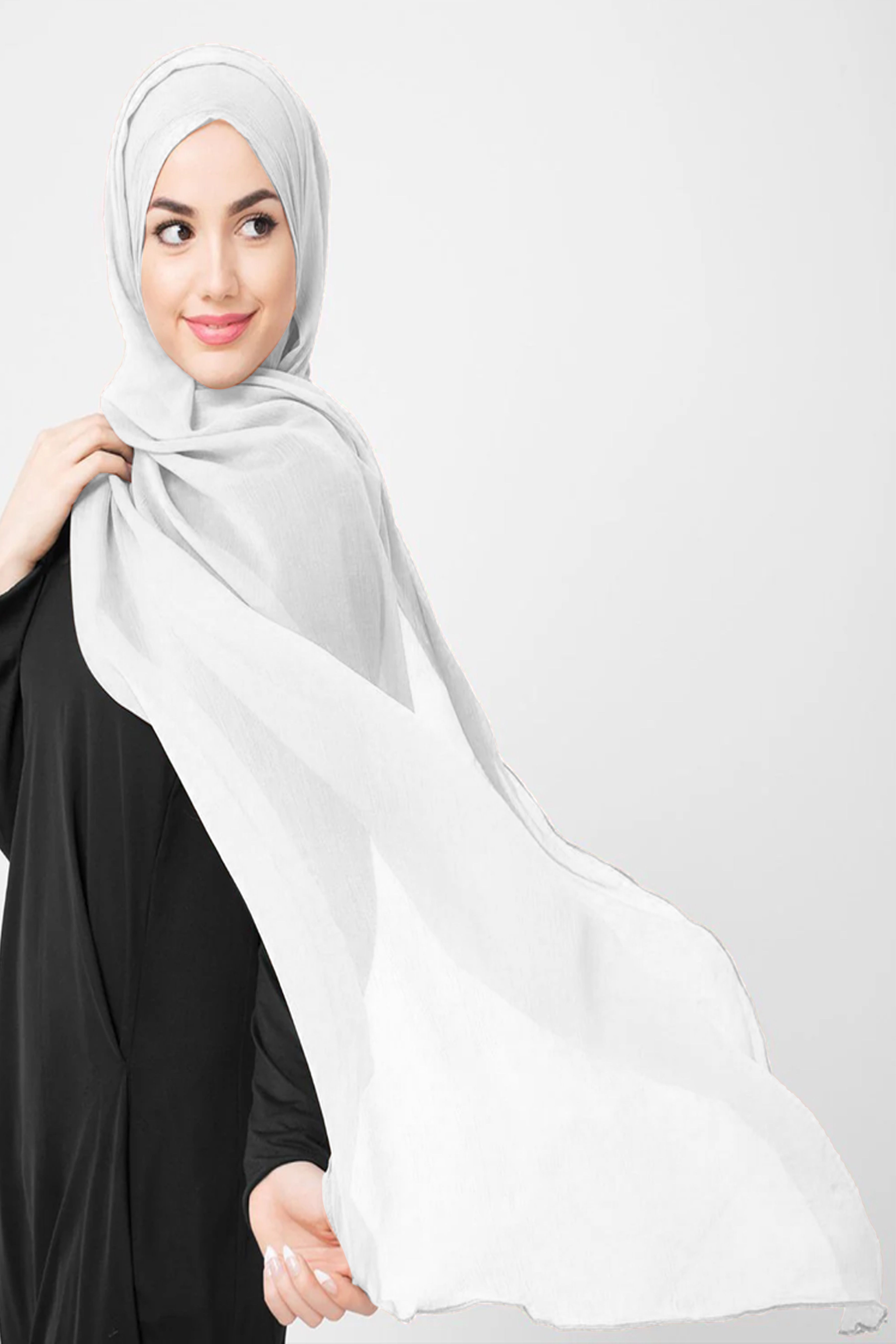 Self Design Georgette Women White Stole-image-35