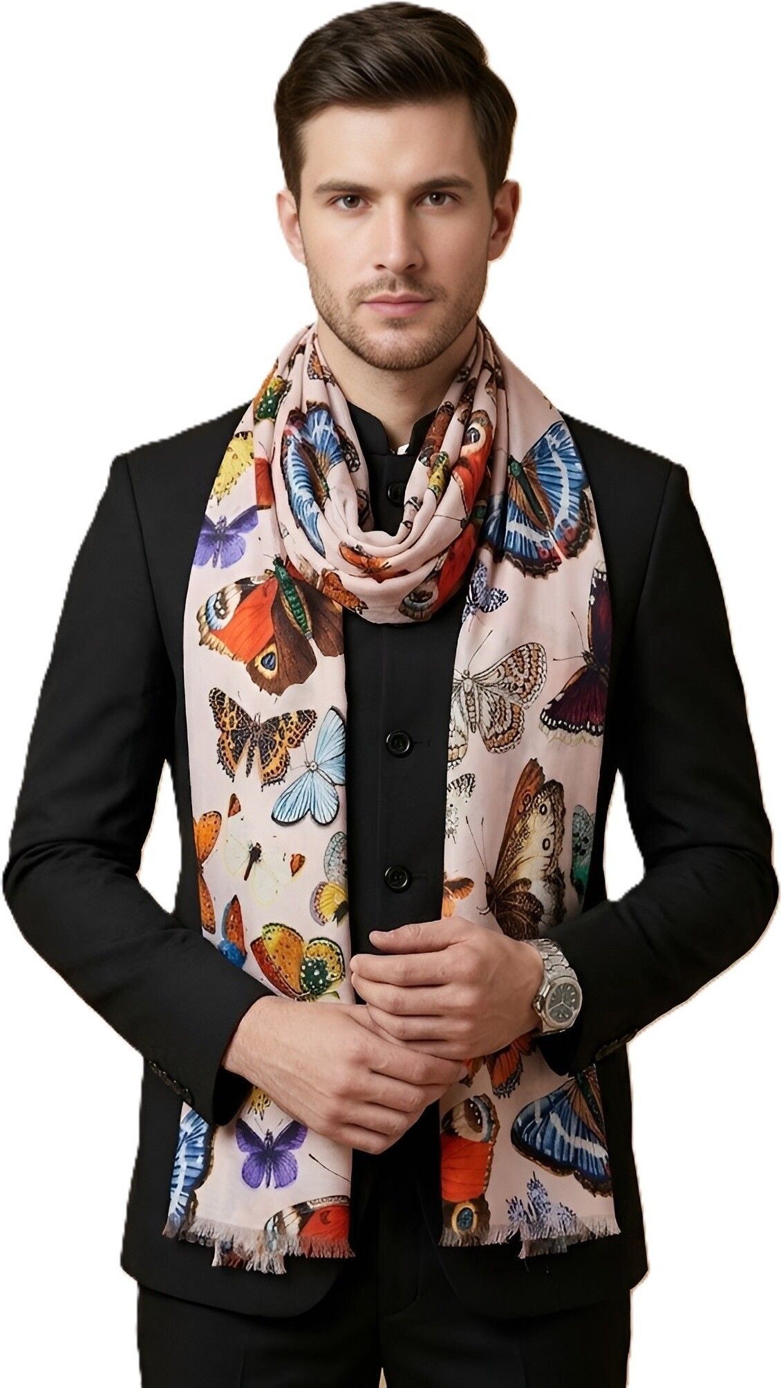 muffly Floral Print Poly Silk Men Multicolor Stole-picture-14