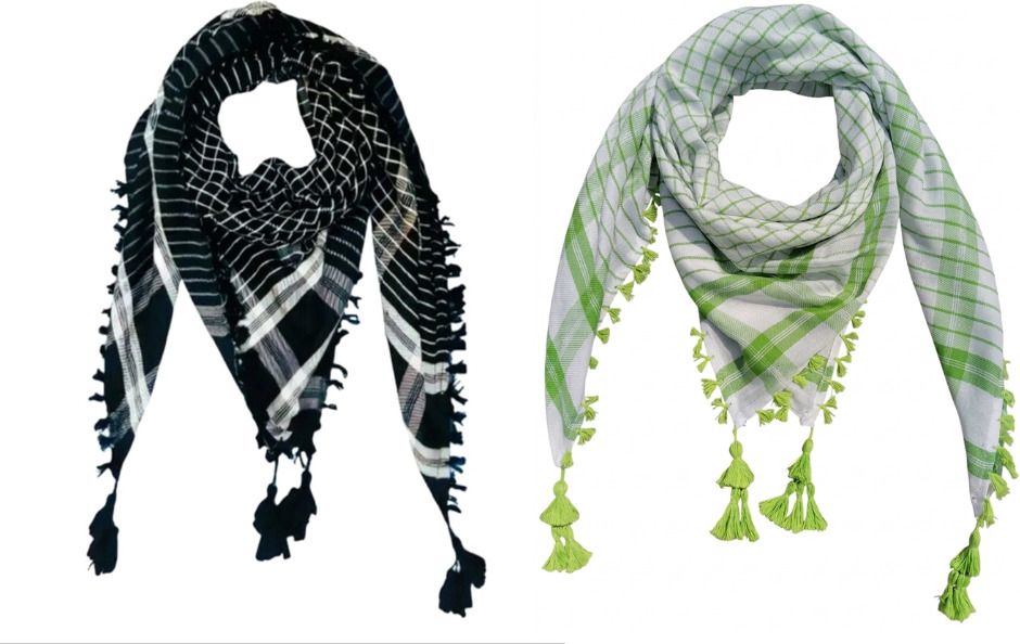 Checkered Cotton Blend Men Black, Light Green, White Fancy Scarf, Scarf, Stole-image-49