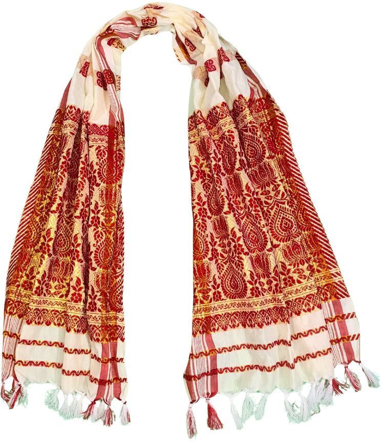 fabricium Self Design, Woven Polycotton Men Red, Beige Fancy Scarf, Scarf-picture-10