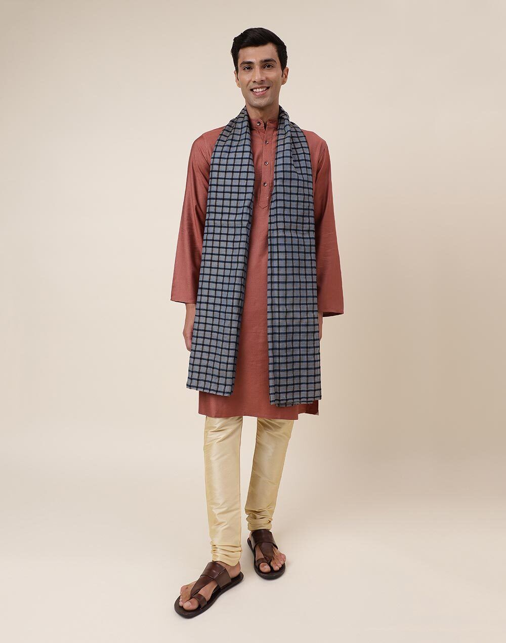 fabindia Woven Silk Men Black Stole-picture-17