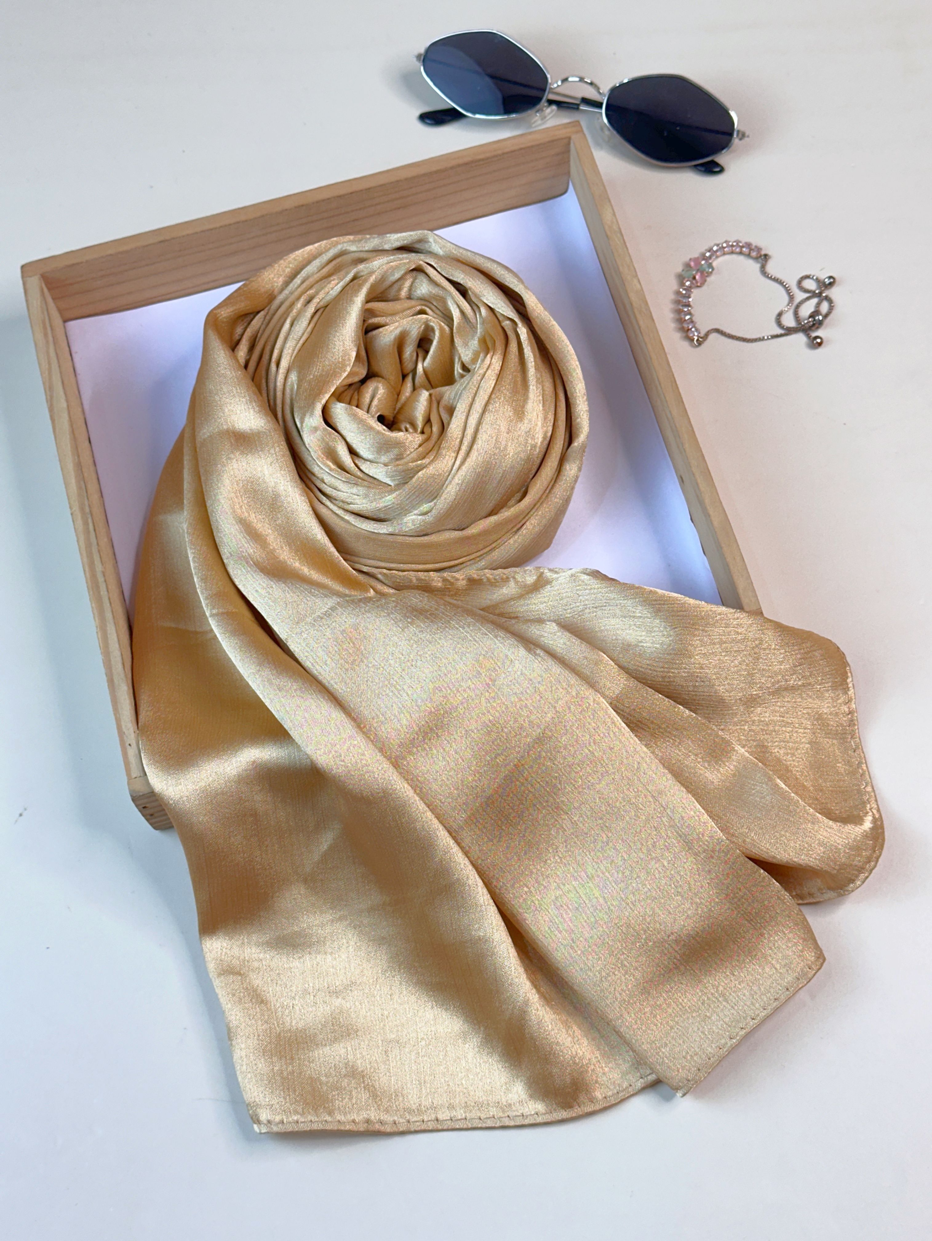 thecartmaxx Solid Satin Blend Women Brown Scarf, Fancy Scarf, Stole-picture-14