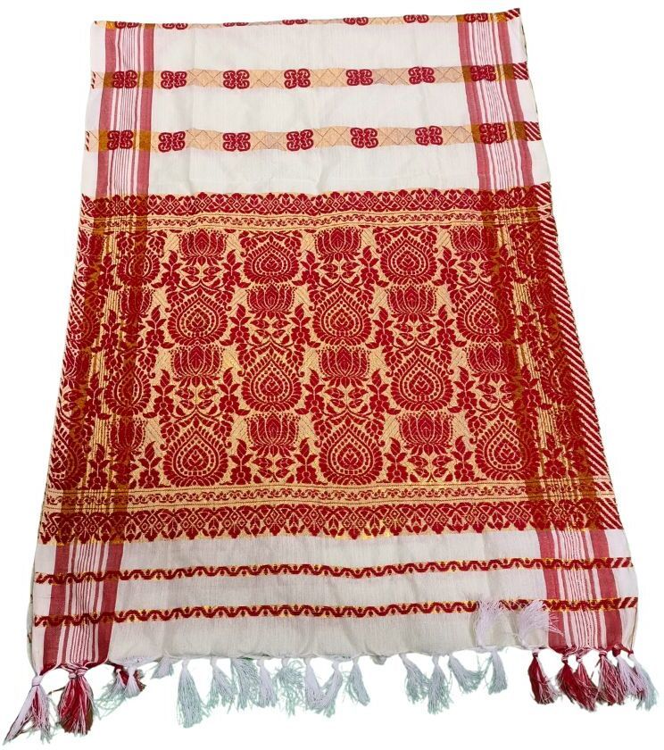 Self Design, Woven Polycotton Men Red, Beige Fancy Scarf, Scarf-image-23