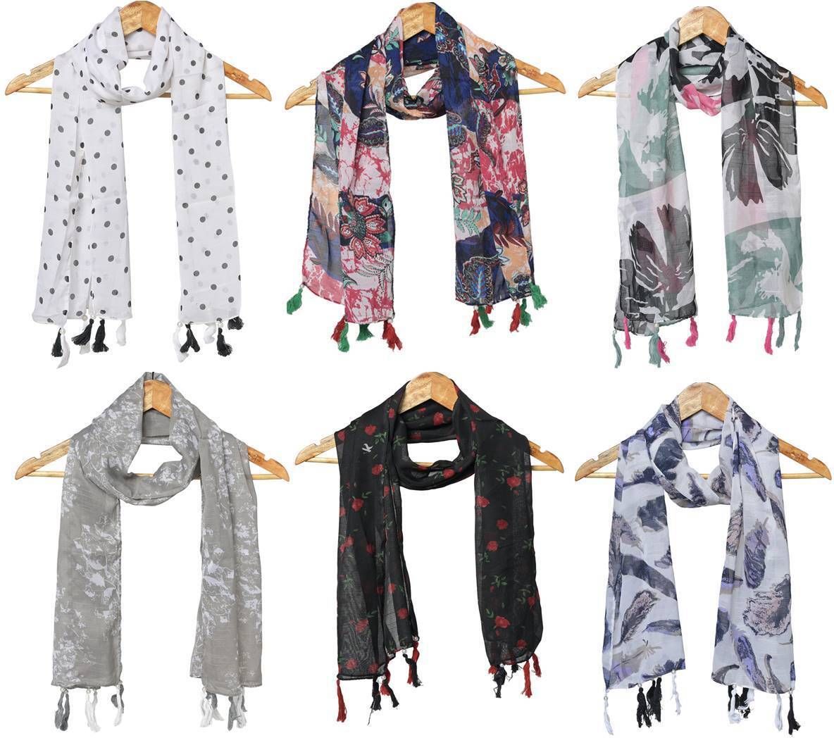 riddle needle Floral Print Chiffon Women Multicolor Scarf, Stole-picture-13