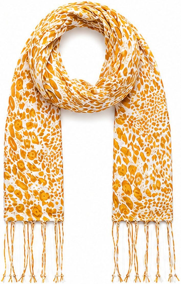 skms fashions Animal Print Viscose Women White, Yellow Stole-picture-14