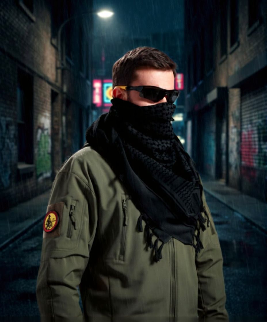 Checkered Cotton Blend Men Black Fancy Scarf, Scarf, Bluetooth Scarf, Stole