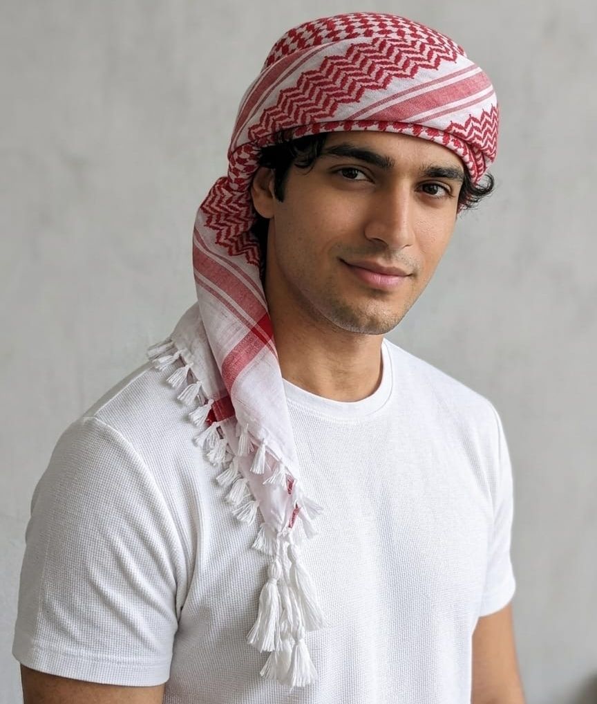 accessoryhub Checkered Cotton Blend Men Red, White Scarf-picture-18