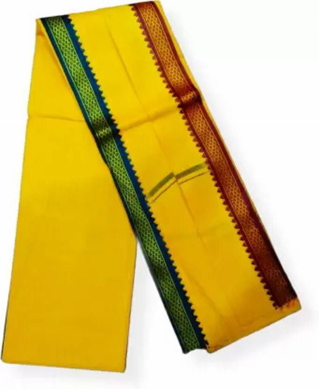 Woven Cotton Blend Men Yellow Scarf